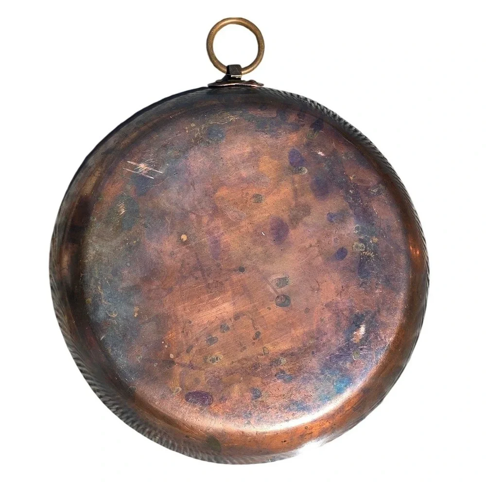 antique M DE LALANDE french copper hand hammered tarte tatin pan tin lined 11